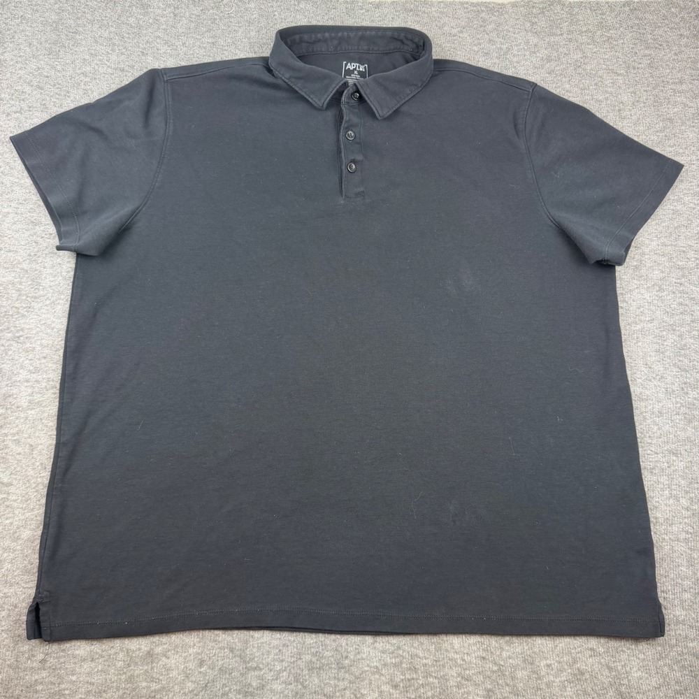 Apt. 9 Polo Shirt Mens XL Black Short Sleeve 100% Cotton‎ Solid Casual